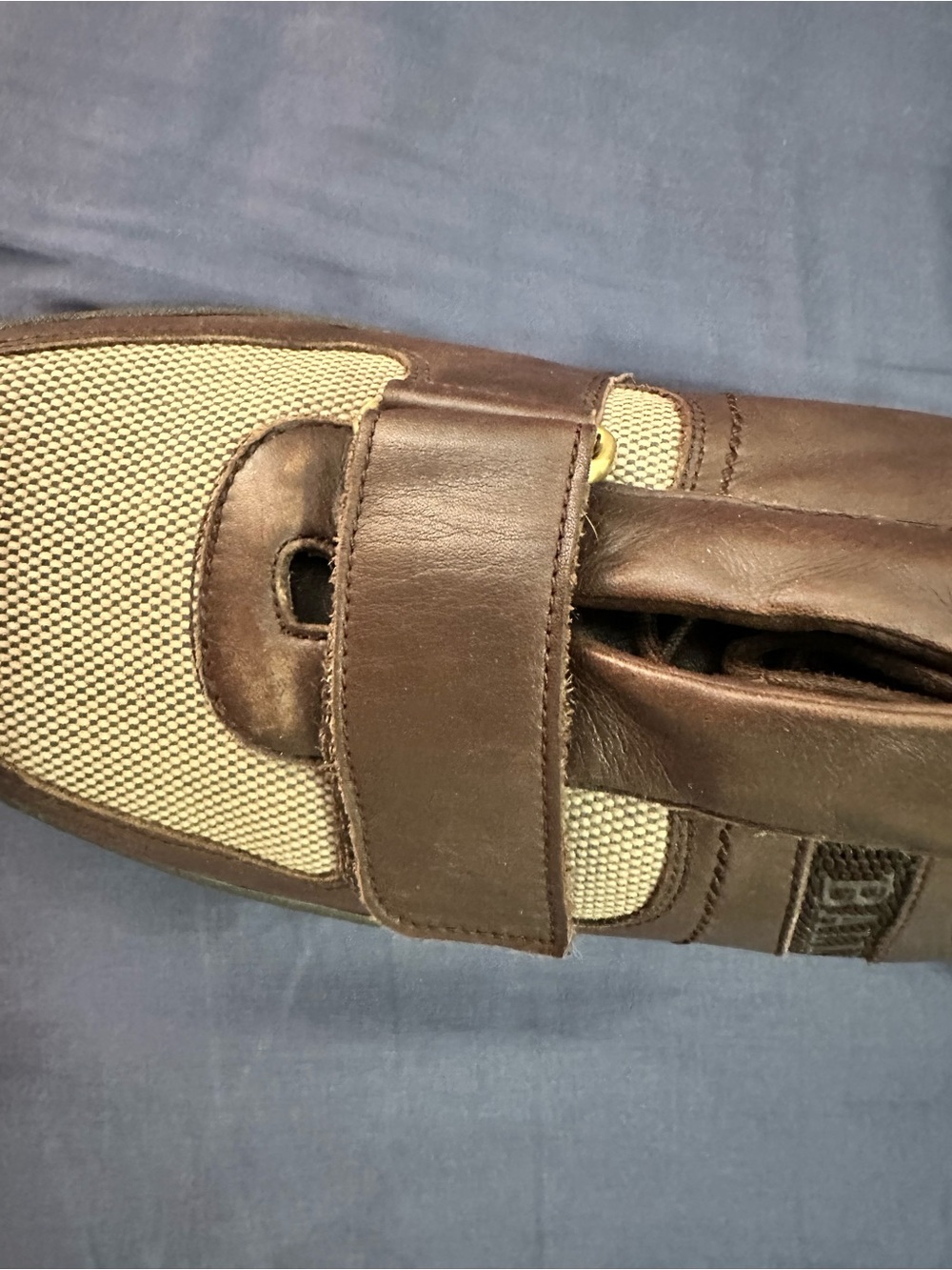 Bally Brown Leather & Beige Mesh Slip-On Loafers - Picture 4 of 9